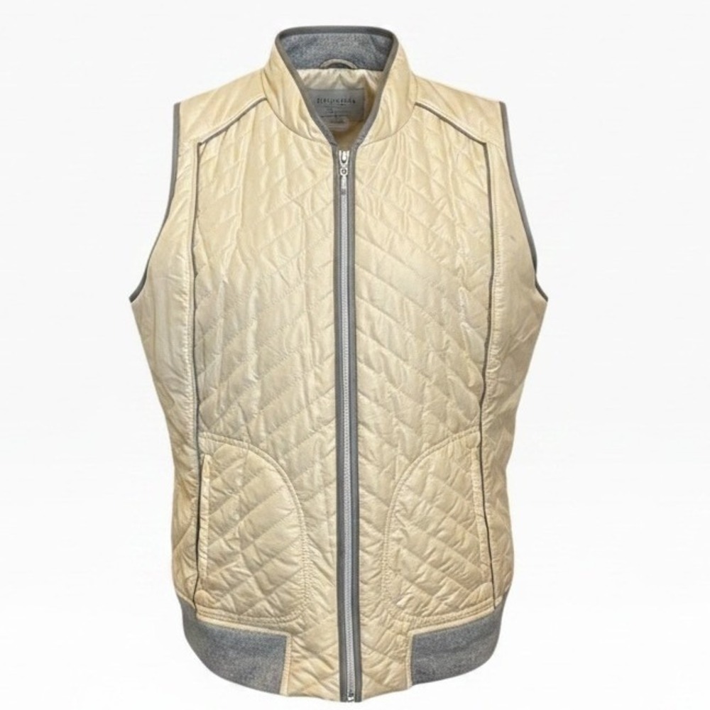 Zenergy by Chico's Quilted Puffer Vest Sz 2/L Yellow/Gray #305H